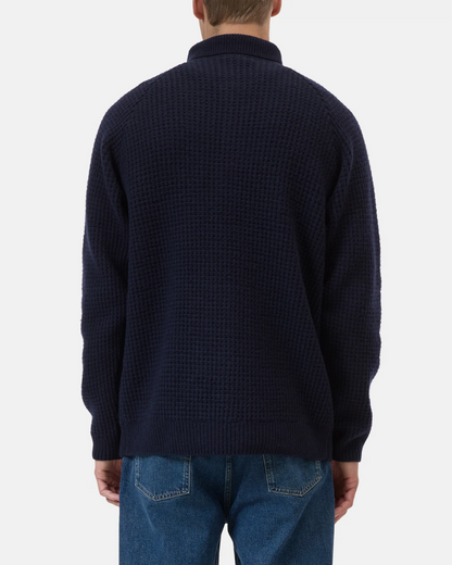 Knitted Wool Polo | Dark Night