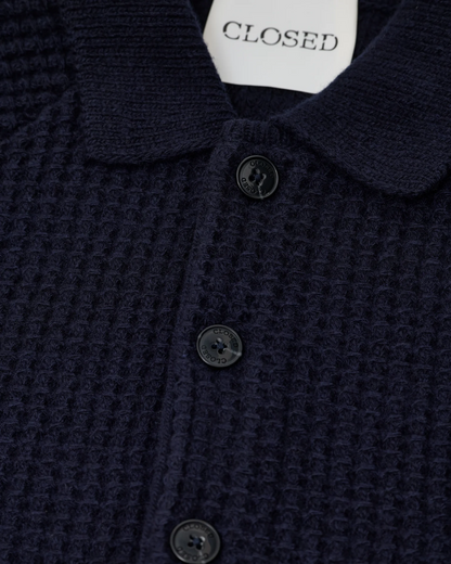 Knitted Wool Polo | Dark Night