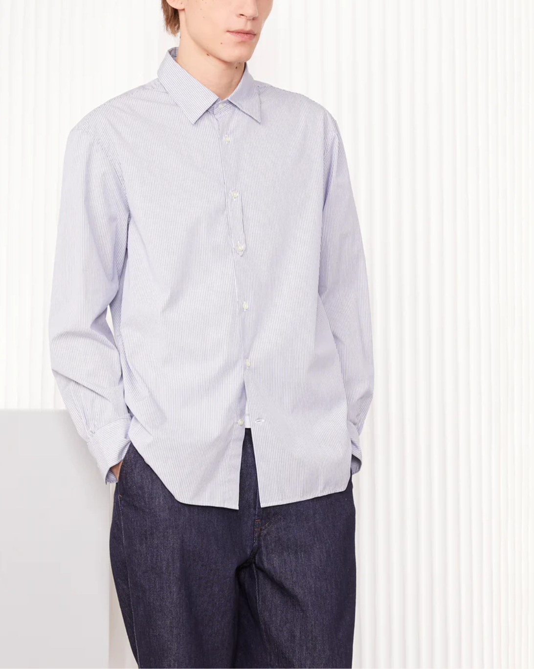 Galahad Mini Stripe Shirt | White/Blue