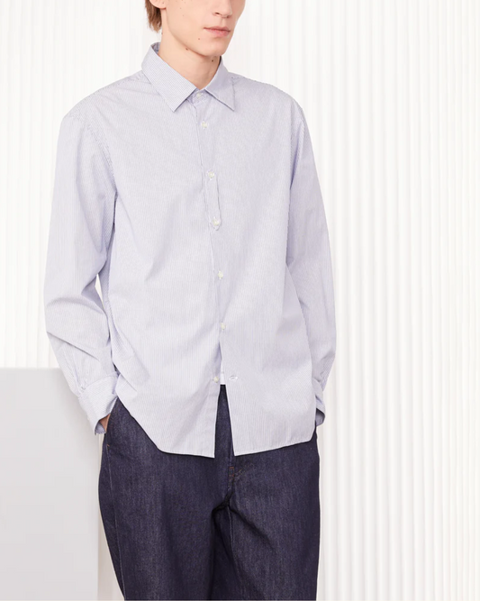 Galahad Mini Stripe Shirt | White/Blue