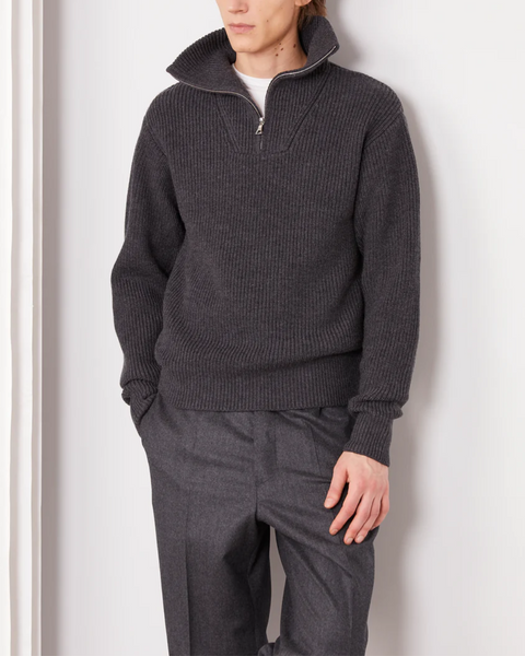 Tarek Half Zip Sweater | Heather Anthracite – Wright's Men