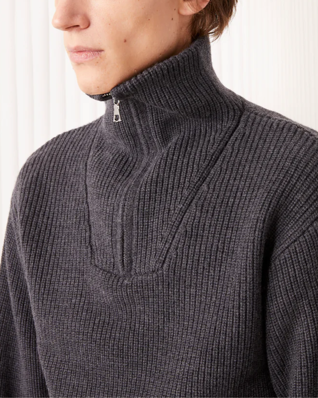 Tarek Half Zip Sweater | Heather Anthracite