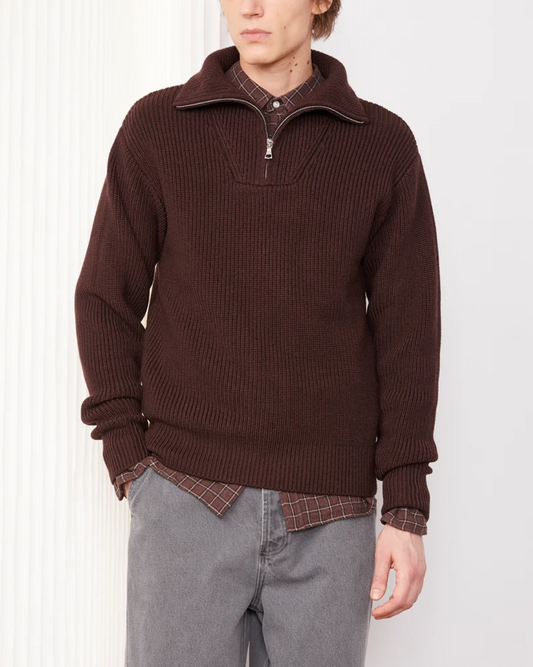 Tarek Half Zip Sweater | Iced Coffee