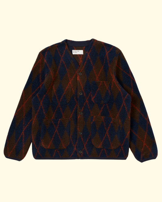 Cardigan Argyll Fleece | Brown Navy