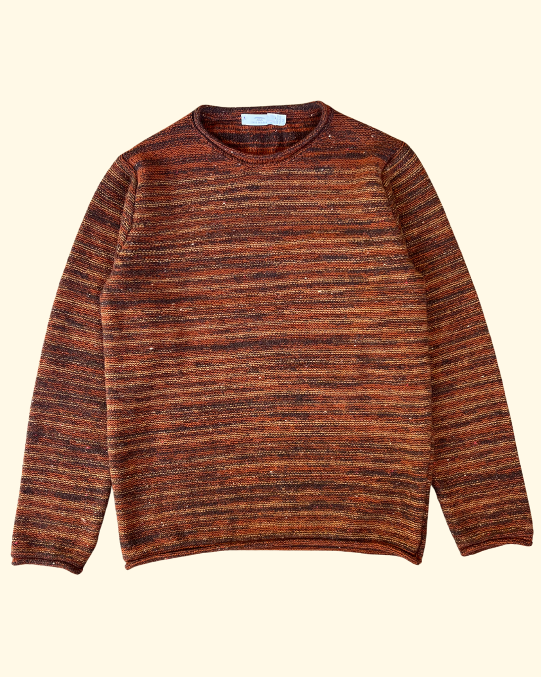 Varied Stripe Roll Trim Sweater | Brown/Rust