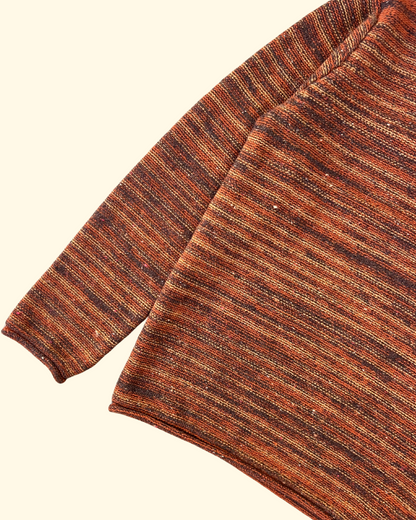 Varied Stripe Roll Trim Sweater | Brown/Rust