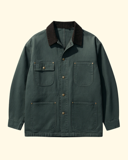 Cotton Canvas Chore Jacket | Army Green