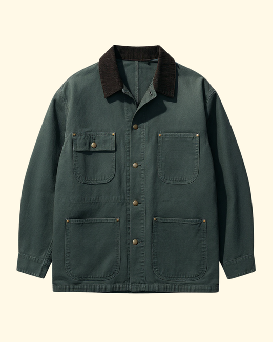 Cotton Canvas Chore Jacket | Army Green