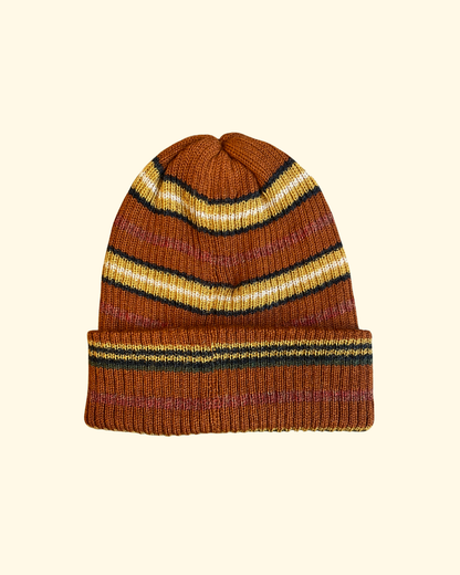 Poncho Beanie | Striped Burnt Orange
