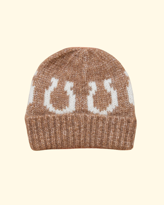Alpaca Horseshoe Beanie | Dark Brown
