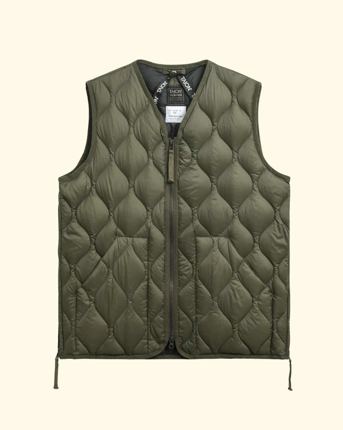 Military V-Neck Zip Down Vest | Dark Olive