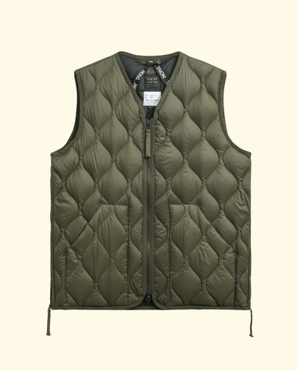 Military V-Neck Zip Down Vest | Dark Olive