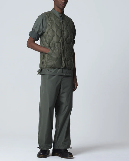 Military V-Neck Zip Down Vest | Dark Olive