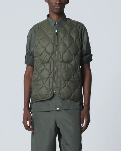Military V-Neck Zip Down Vest | Dark Olive