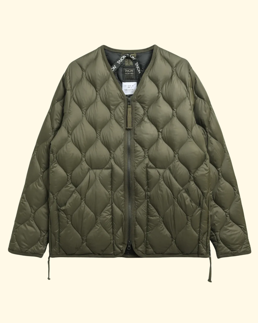 Military V Neck LS Down Shell | Dark Olive