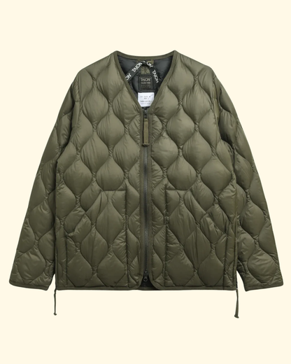 Military V Neck LS Down Shell | Dark Olive