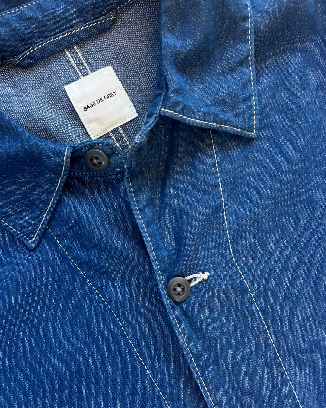 Uneven Yard Denim Shirt Jacket | Blue