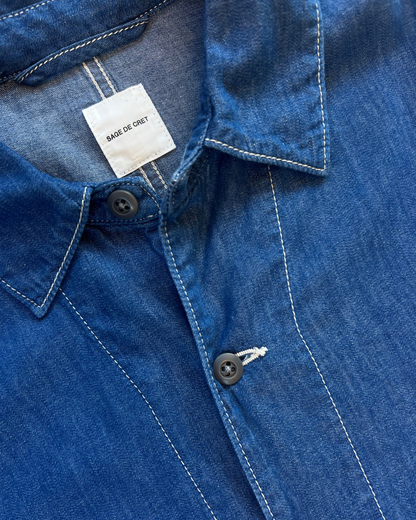 Uneven Yard Denim Shirt Jacket | Blue