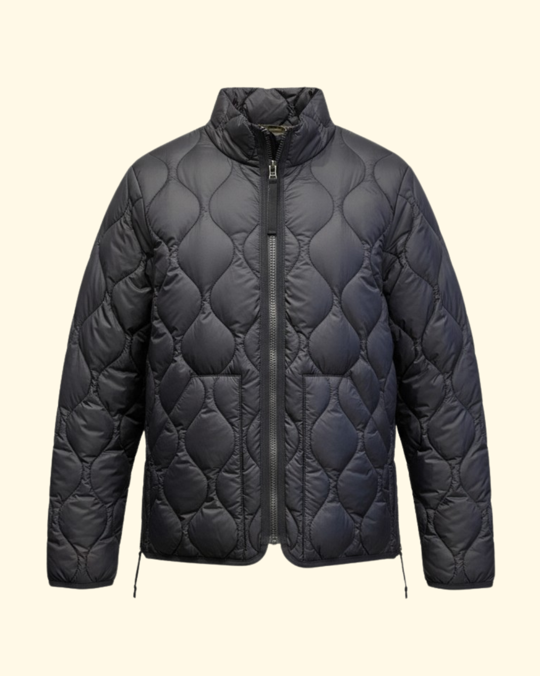 Military High Neck Zip Down Shell | Black