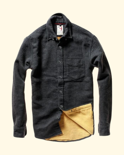 Chamois Lined Flannel | Charcoal Herringbone