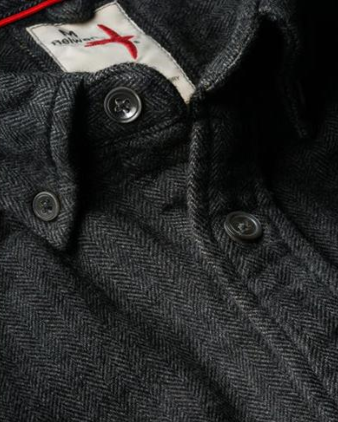 Chamois Lined Flannel | Charcoal Herringbone