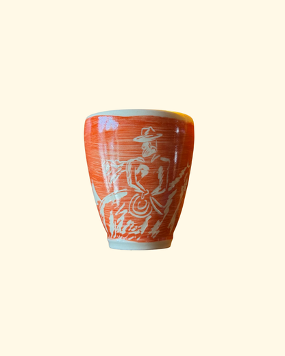 Fancy Orange Cowboy Tumbler