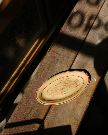 Running Horses Plate | Cream + Red