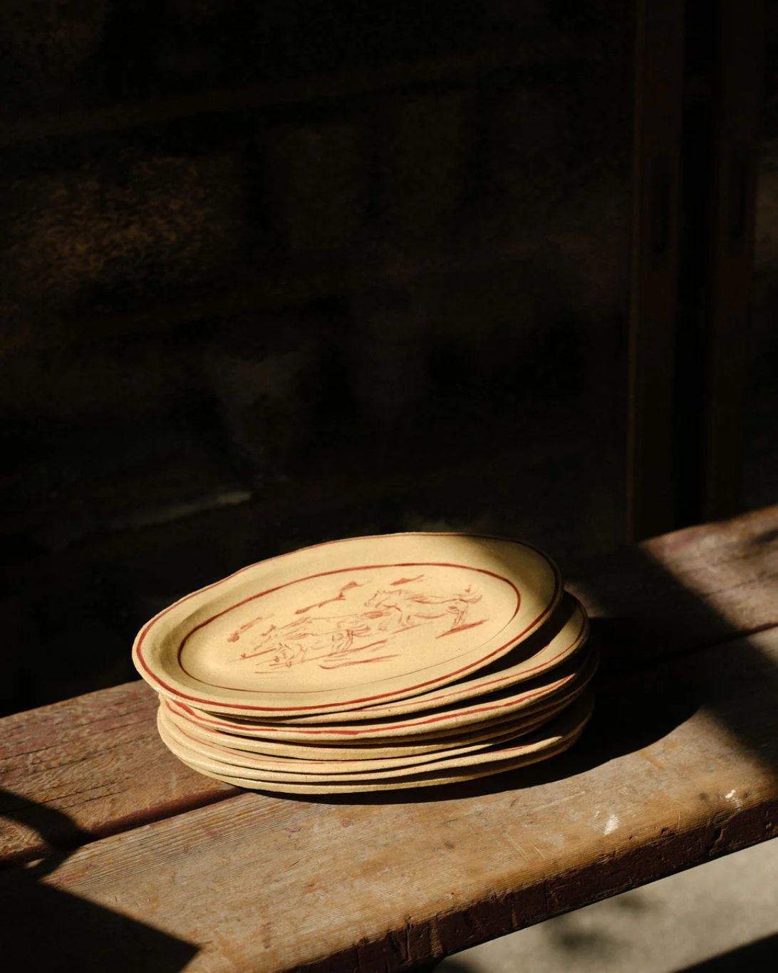 Rose Floral Plate | Cream + Red