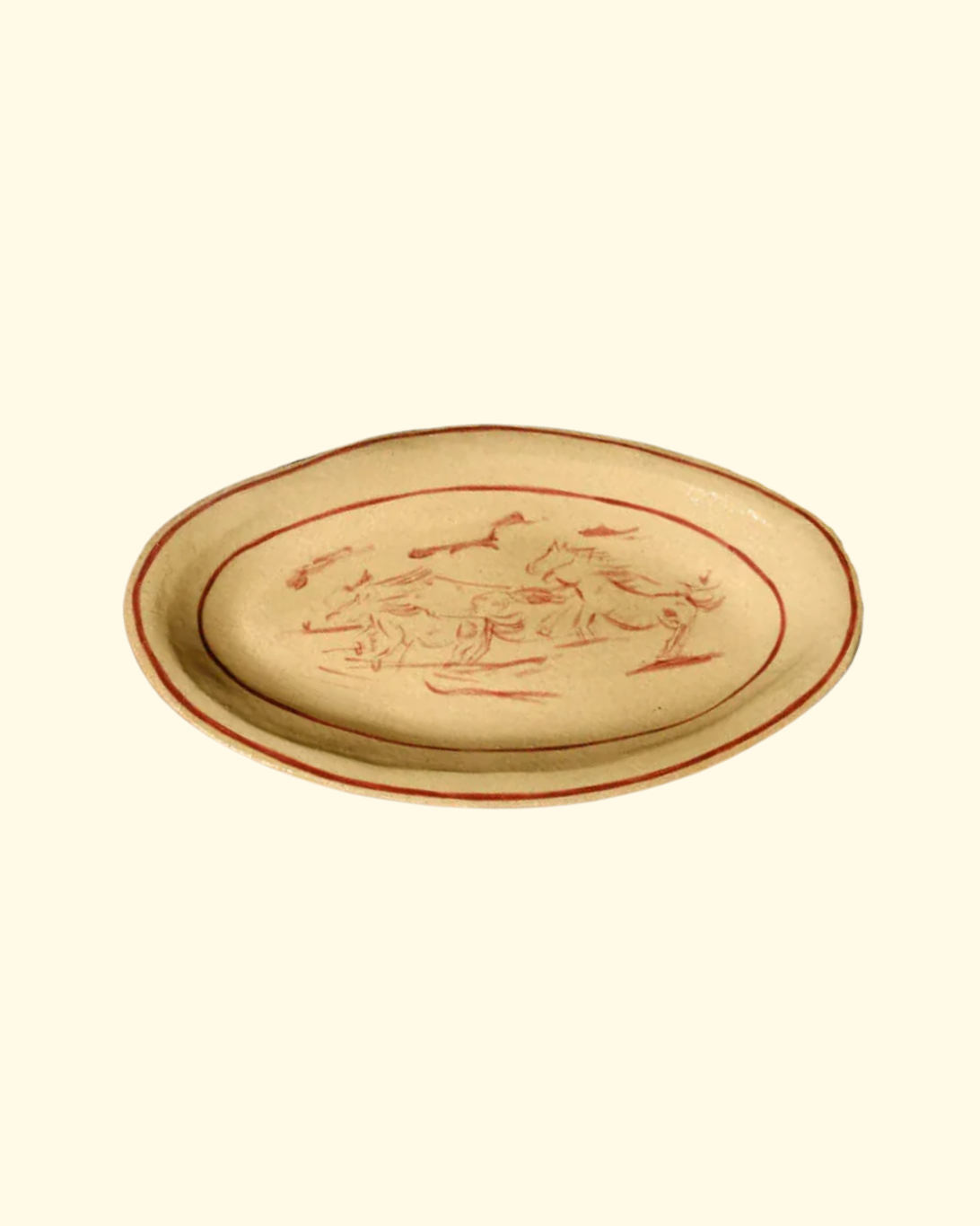 Running Horses Plate | Cream + Red