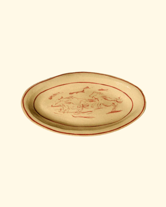 Running Horses Plate | Cream + Red