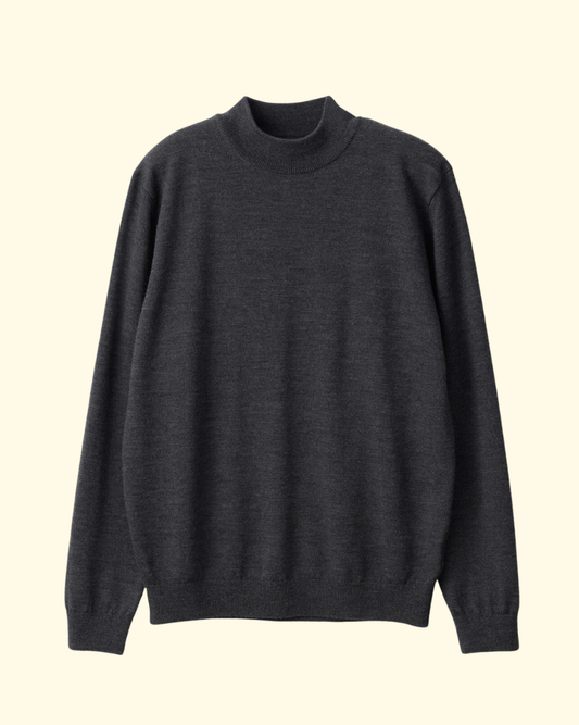 Mockneck Wool Sweater | Dark Grey