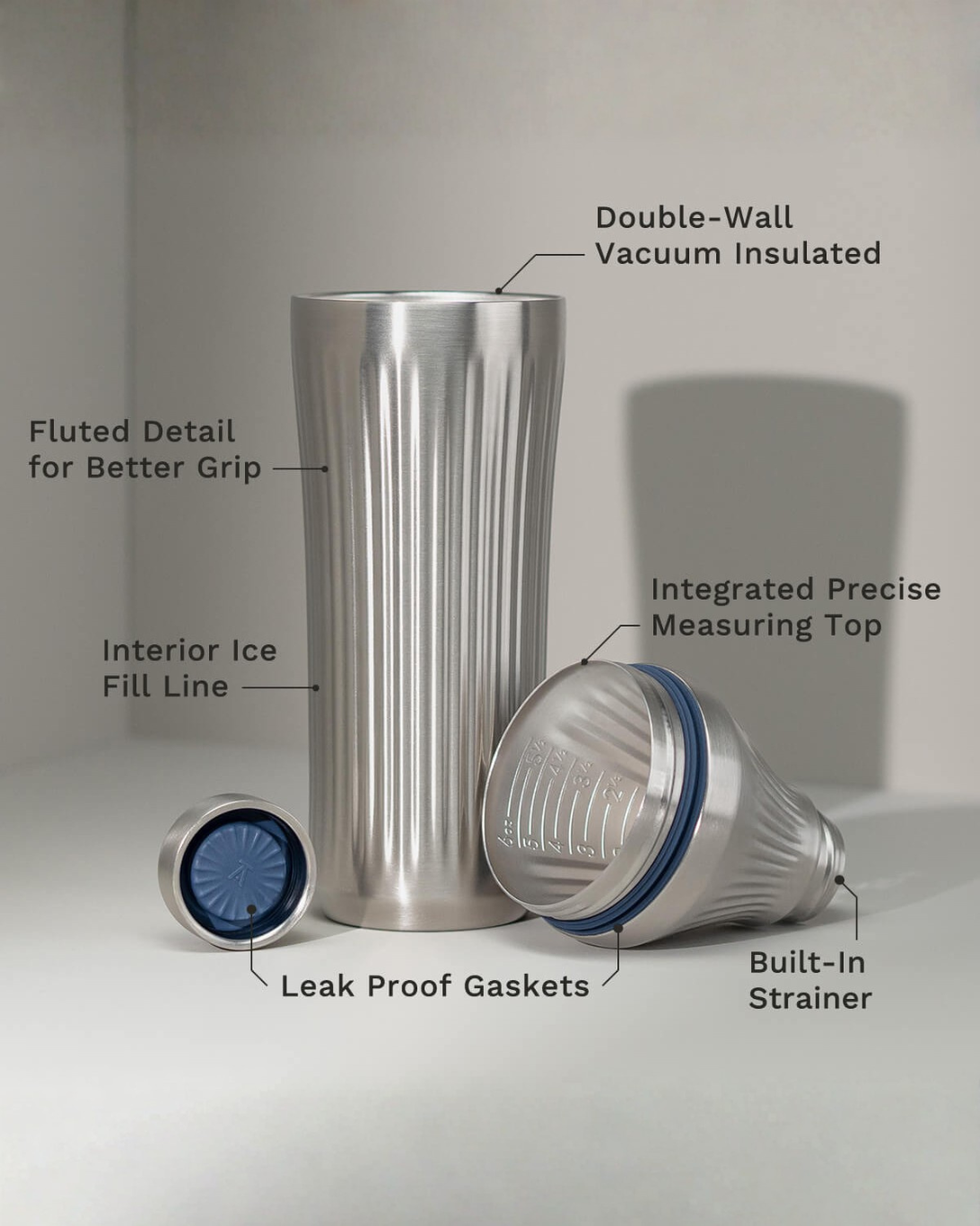 Diamond Edition Hybrid Cocktail Shaker | Brushed Stainless