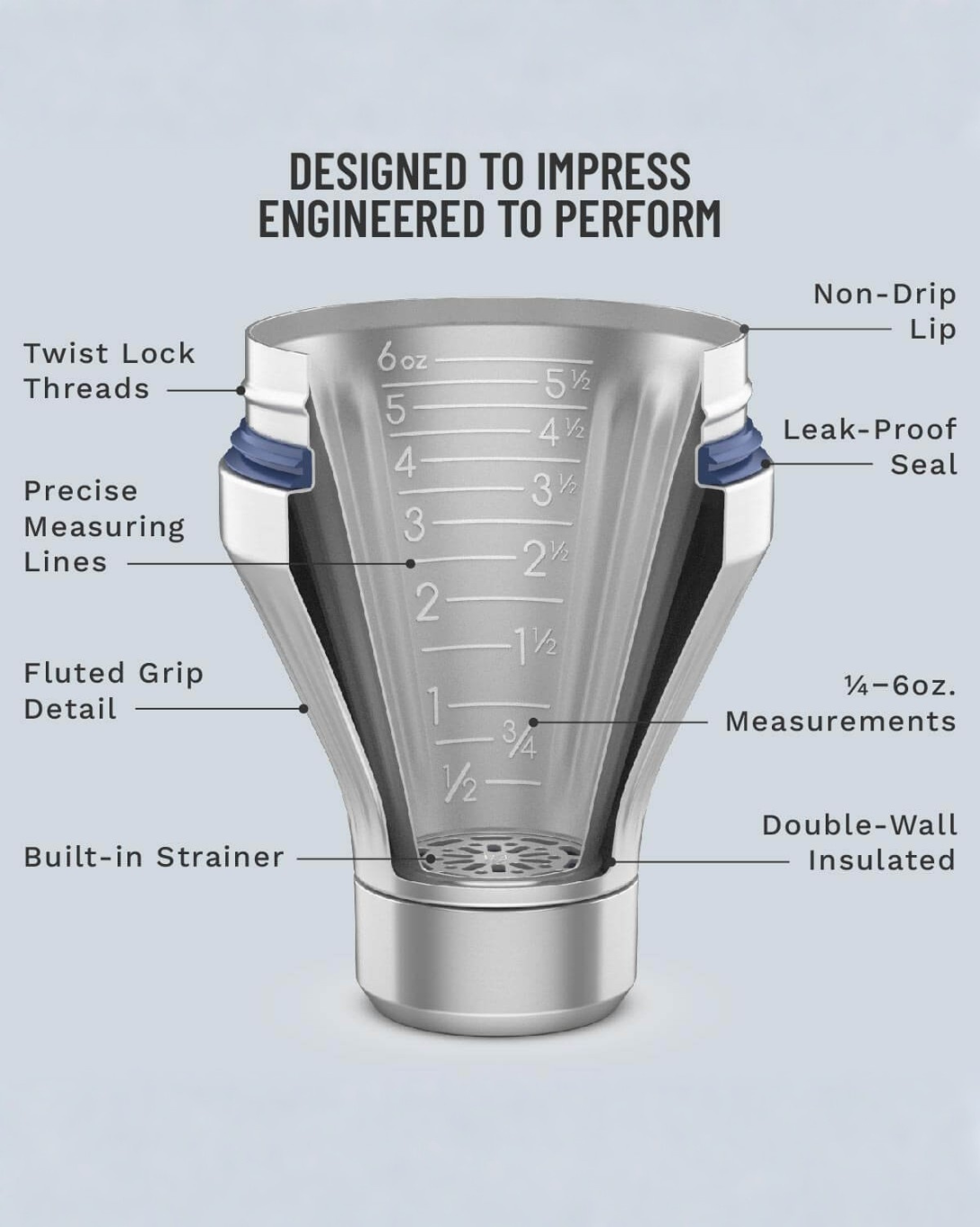 Diamond Edition Hybrid Cocktail Shaker | Gunmetal Black