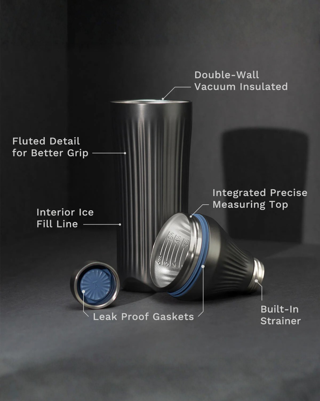 Diamond Edition Hybrid Cocktail Shaker | Gunmetal Black