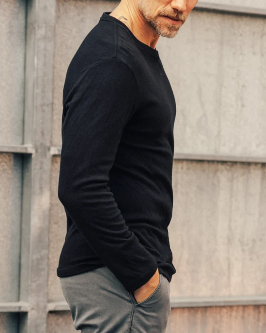 Drill Double Knit Crewneck | Black