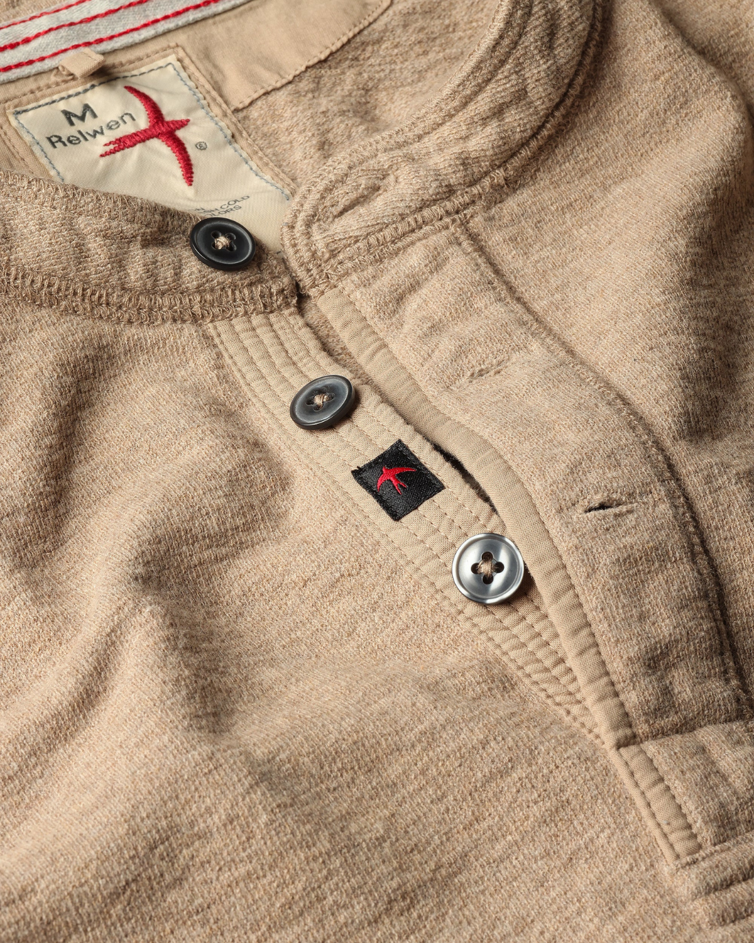 Slub Jersey Henley | Camel Heather