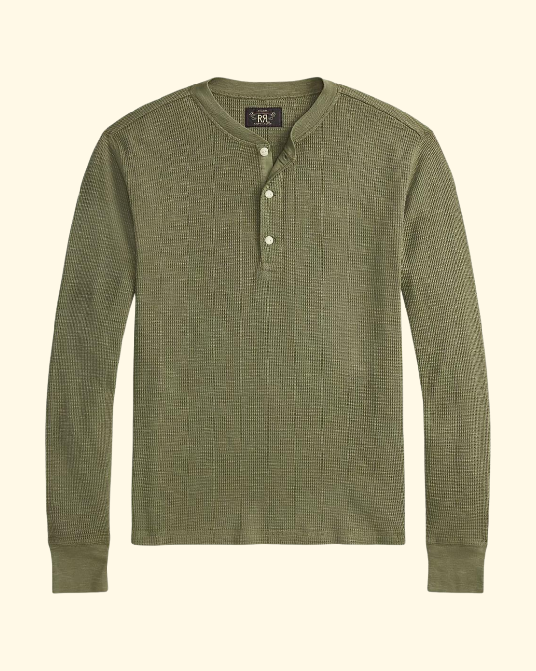L/S Waffle-Knit Henley | Tree Green