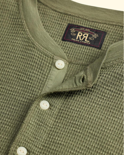 L/S Waffle-Knit Henley | Tree Green
