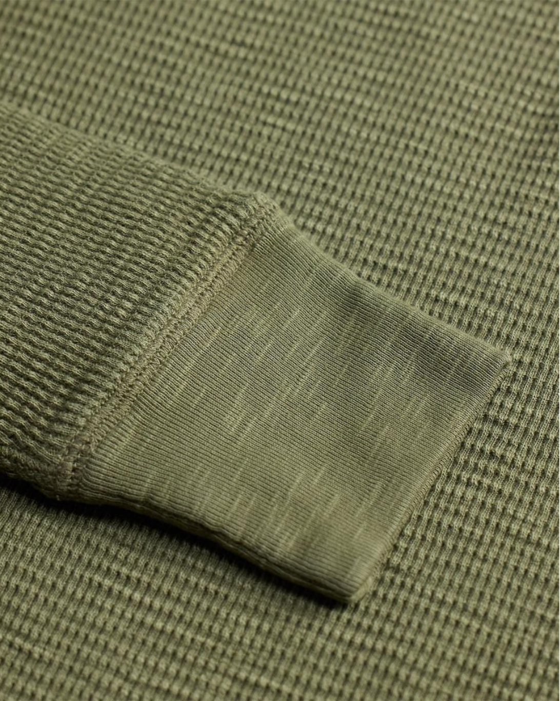 L/S Waffle-Knit Henley | Tree Green