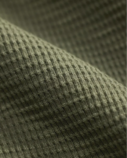 L/S Waffle-Knit Henley | Tree Green