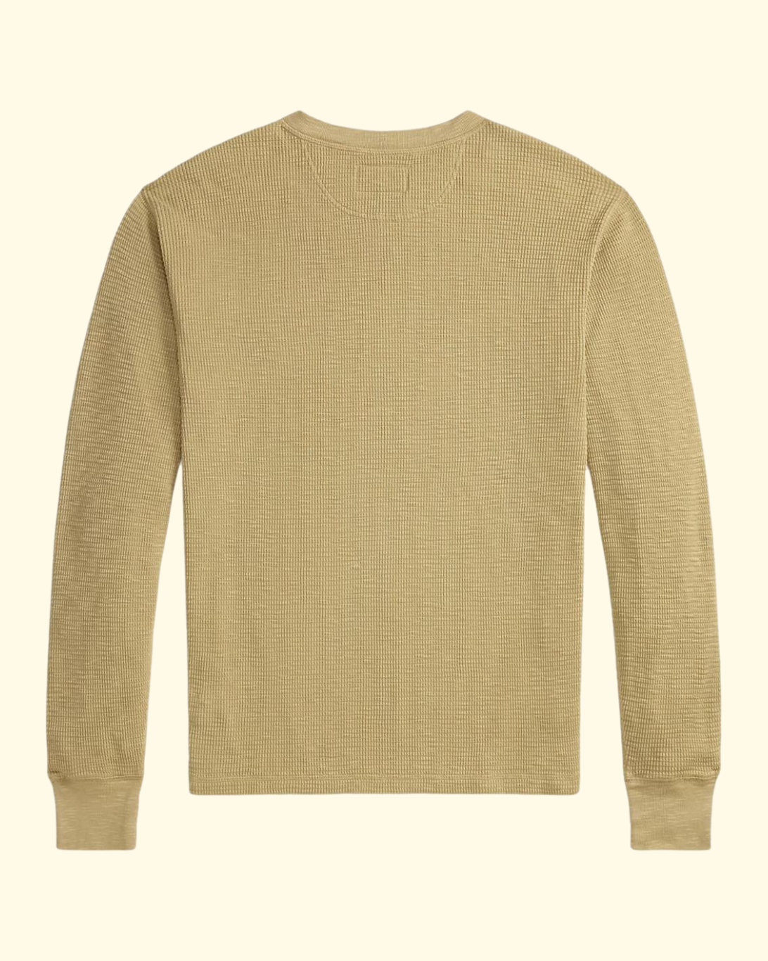L/S Waffle-Knit Henley | Spring Beige