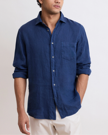 Paul Pat Linen Shirt | Deep Blue