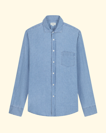 Paul Linen Check Shirt | Light Indigo