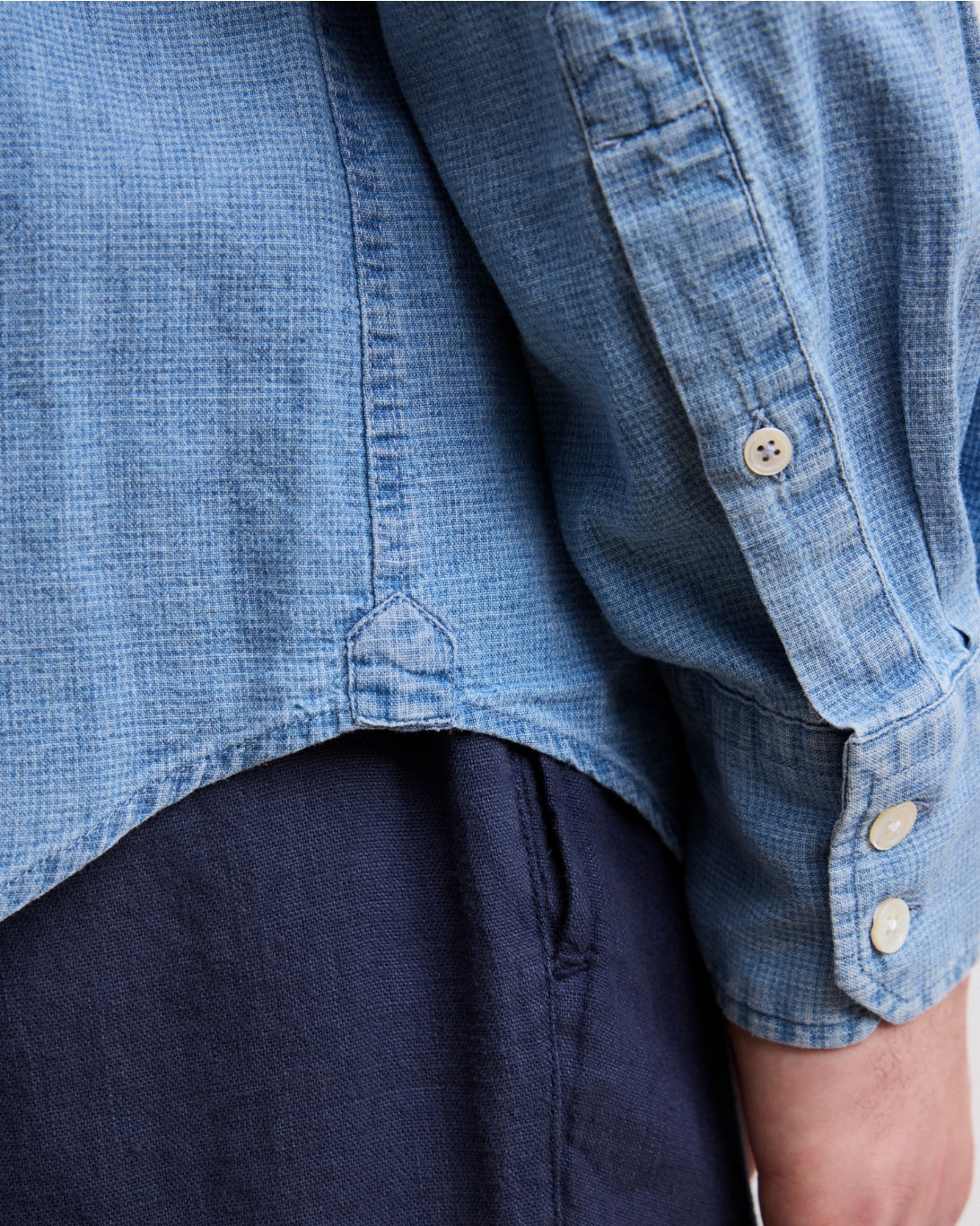 Paul Linen Check Shirt | Light Indigo