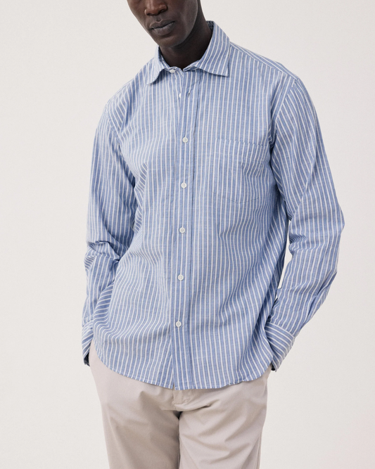 Paul Slubby Stripe Shirt | Blue & White