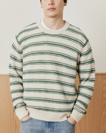 Stripe Linen Crewneck | Natural