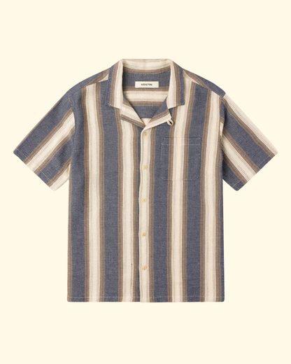 Crammond Open Weave | Navy Brown Stripe