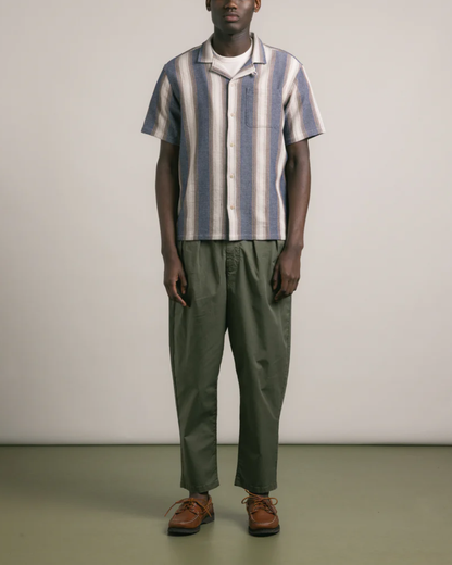 Crammond Open Weave | Navy Brown Stripe