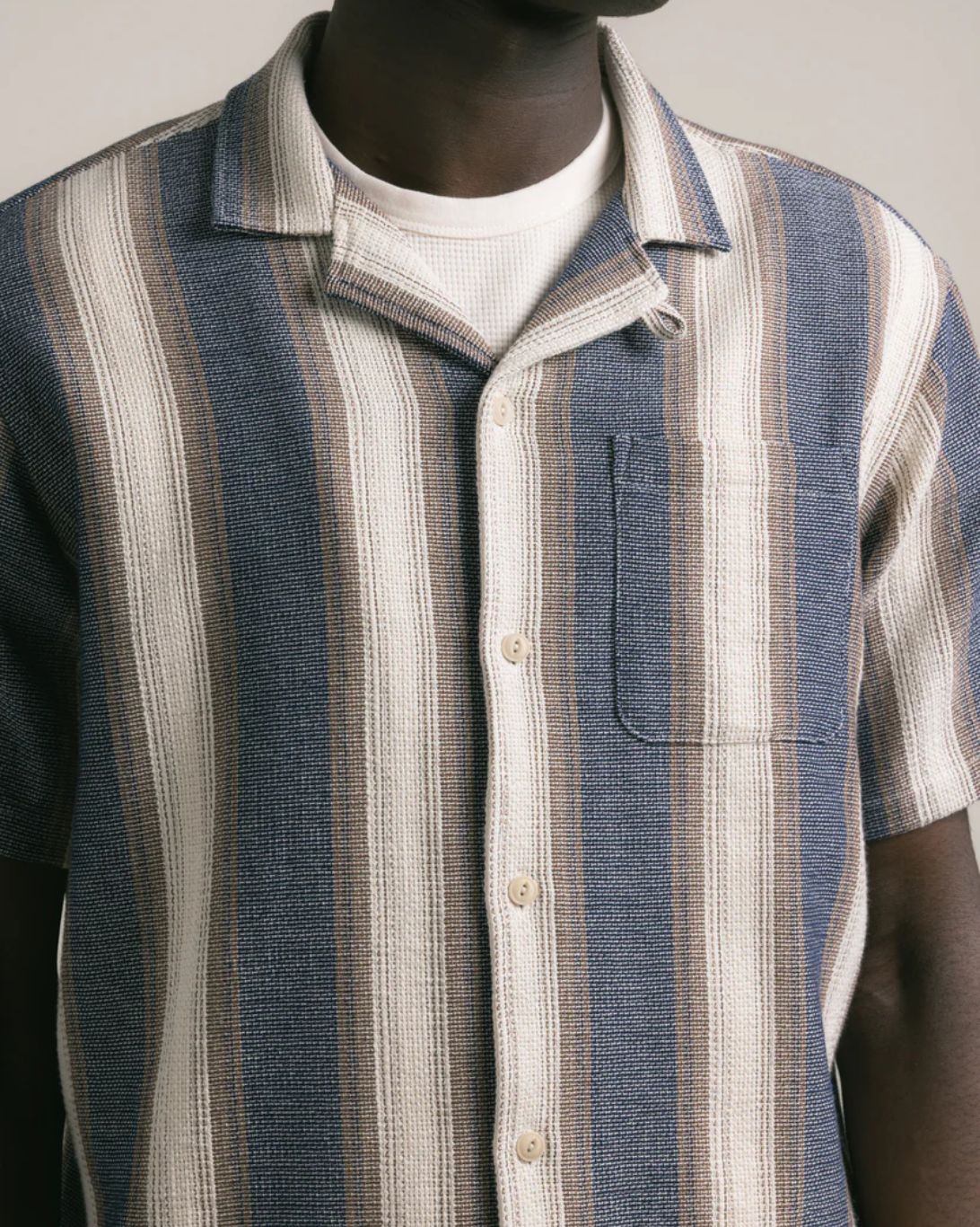 Crammond Open Weave | Navy Brown Stripe