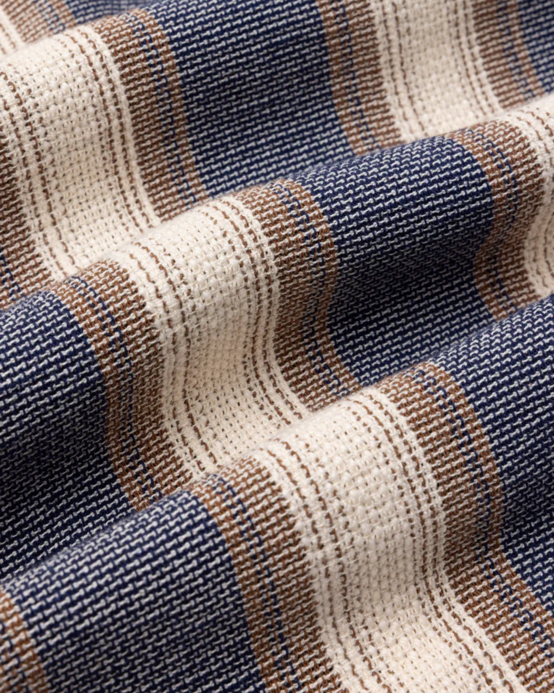Crammond Open Weave | Navy Brown Stripe